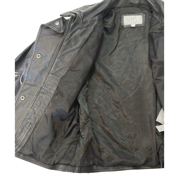 Women’s Genuine Leather Belted Jacket/Motorcycle Classic Black Size M - Picture 6 of 16